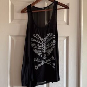 Double Zero Black Tank Top with Sheer Mesh Back